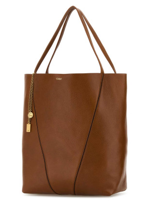 Caramel leather large Spin shopping bag CHLOE (CHC25SS810N84)
