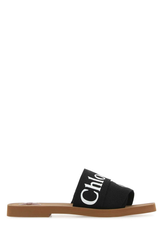 Black linen Woody slippers CHLOE (CHC22U188Z3)