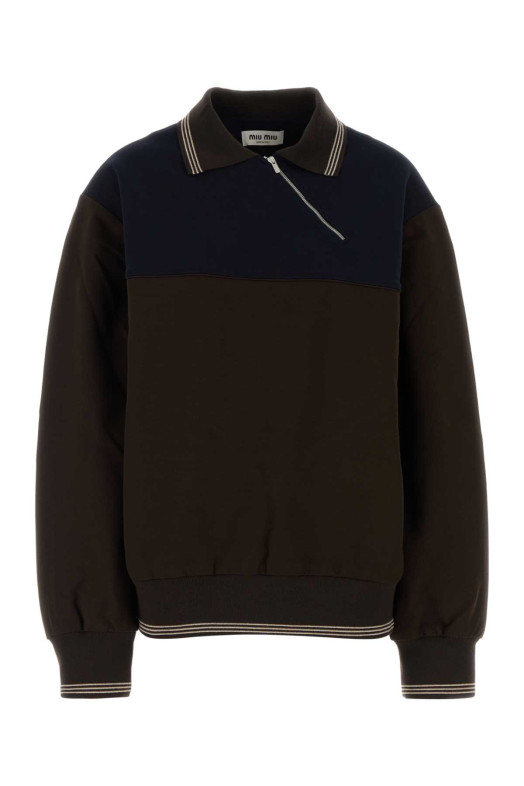 Двухцветная свитшот из вискозной смеси оверсайз MIU MIU (MJLA01SOOO18FX)