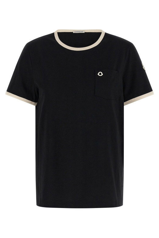 Футболка с вышитым логотипом на кармане Черная MONCLER L10938C0001989AUOF90