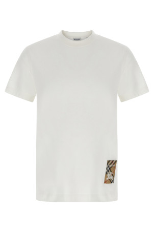 Футболка Burberry Check з нашивкою, біла 8102254CHALK