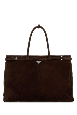 Dark brown suede shopping bag PRADA (2VG1282C4S)