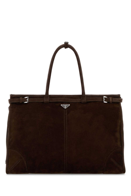 Dark brown suede shopping bag PRADA (2VG1282C4S)