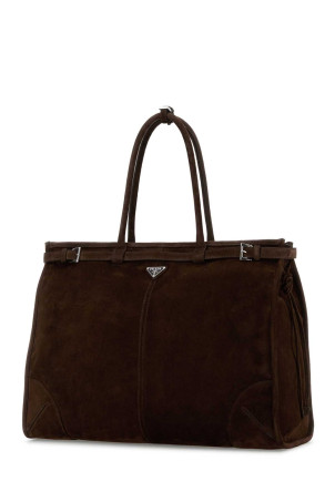 Dark brown suede shopping bag PRADA (2VG1282C4S)