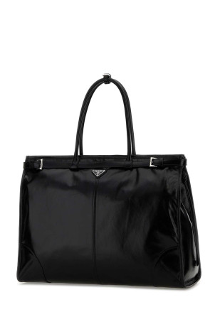 Black leather large shopping bag Black PRADA (2VG1282CYR)