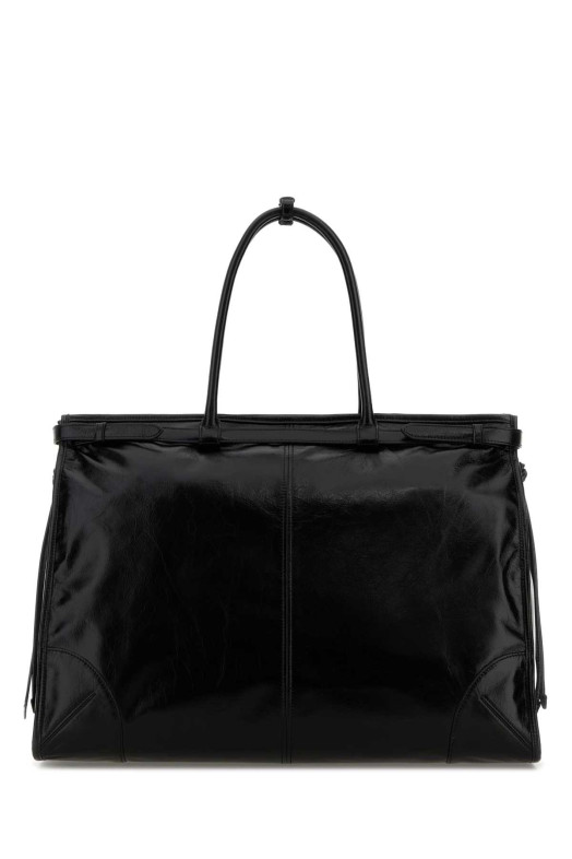 Черная кожаная большая сумка для покупок Black PRADA (2VG1282CYR)