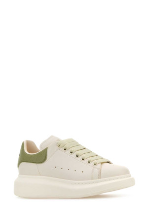 White leather sneakers with sage green leather heel ALEXANDER MCQUEEN (553770WIACX)