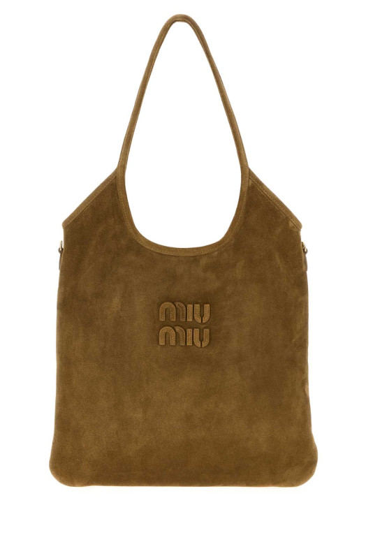 Beige suede shopping bag MIU MIU (5BG231VMLN2CSS)