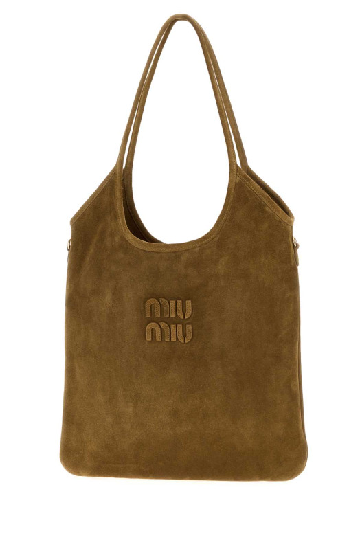 Beige suede shopping bag MIU MIU (5BG231VMLN2CSS)