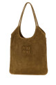 Beige suede shopping bag MIU MIU (5BG231VMLN2CSS)