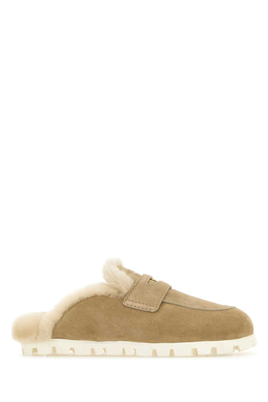 Beige suede slippers MIU MIU (5D058EFD010Z0G)