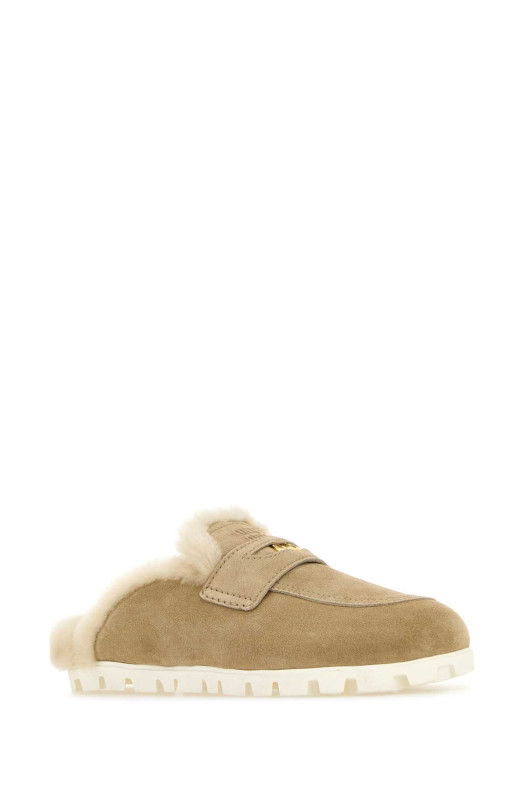Beige suede slippers MIU MIU (5D058EFD010Z0G)