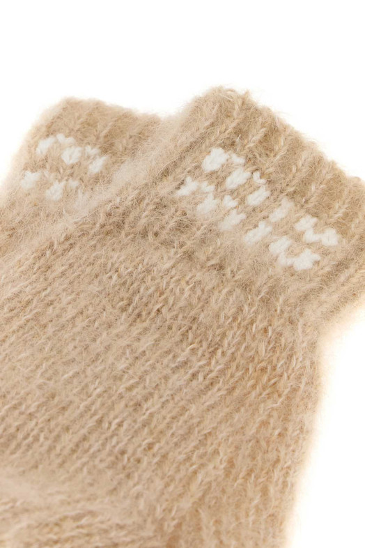 Beige stretch mohair blend gloves MIU MIU (5GG1962CQD)