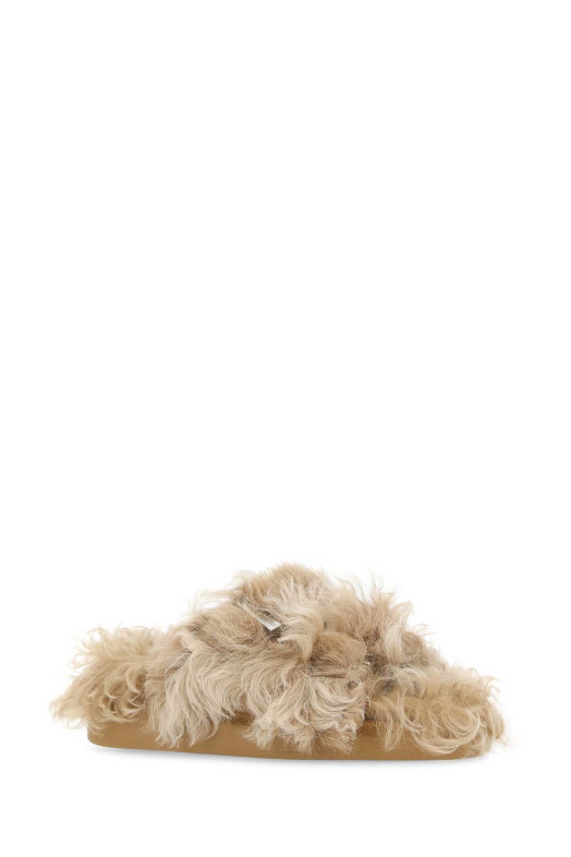 Beige eco fur slippers ALEXANDER MCQUEEN (676731WLEL1)