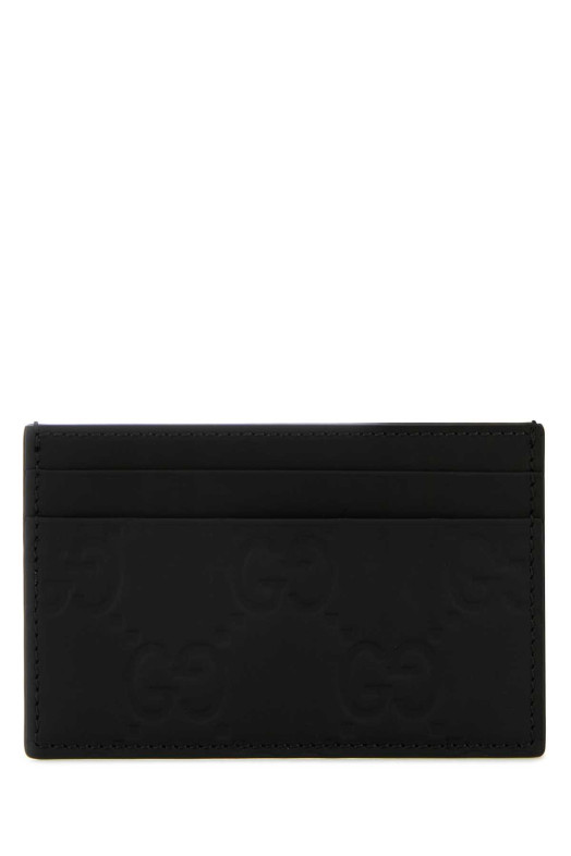Black leather card holder Black GUCCI (771315AAC0L)