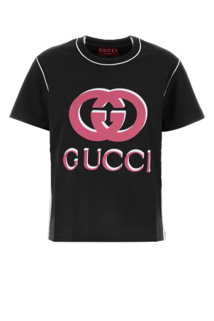 Black cotton t-shirt GUCCI (787299XJGS8)