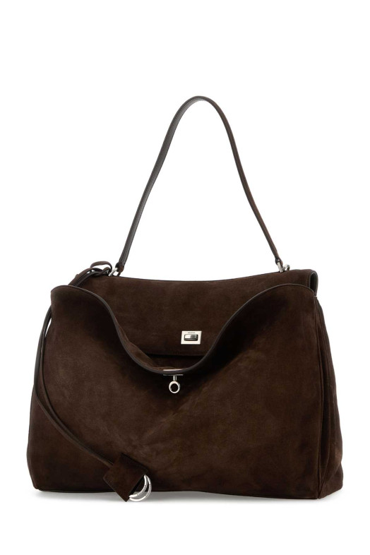 Темно-коричневая замшевая большая сумка Rodeo BALENCIAGA (7897442AB4G)