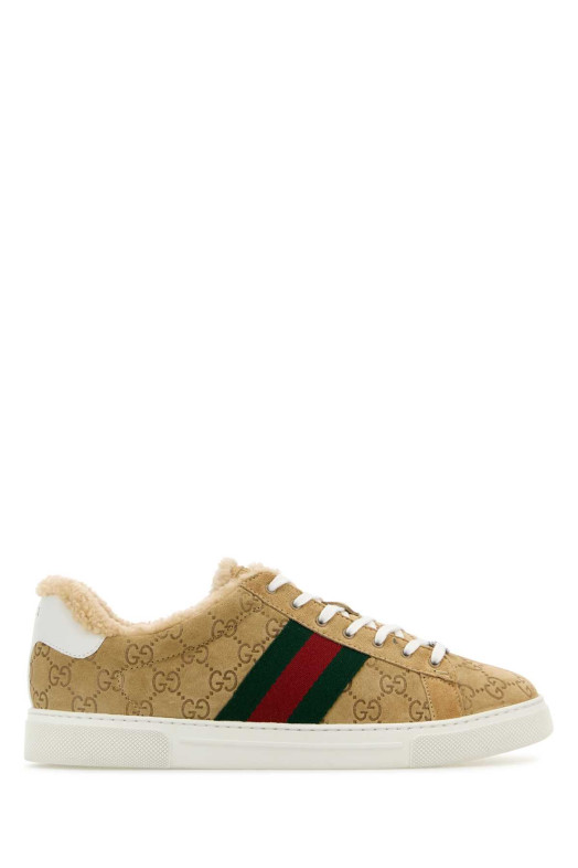Сникеры Ace из замши цвета верблюжьей шерсти GUCCI (798628AADUT)