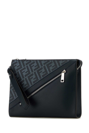 Embroidered fabric and leather clutch FENDI (7VA491ASIC)