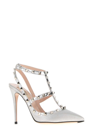 Срібні туфлі Rockstud з тканини та шкіри VALENTINO GARAVANI (7W2S0393NIH)