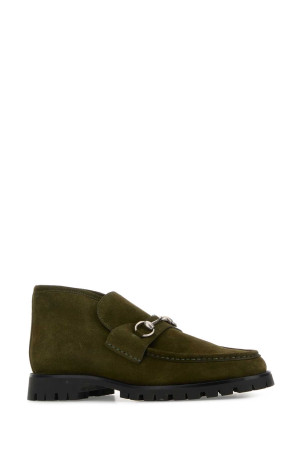 Olive green suede loafers GUCCI (8010570PV00)