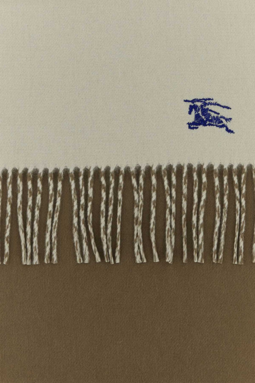 Двусторонний шарф из кашемира цвета слоновой кости BURBERRY (8109552)