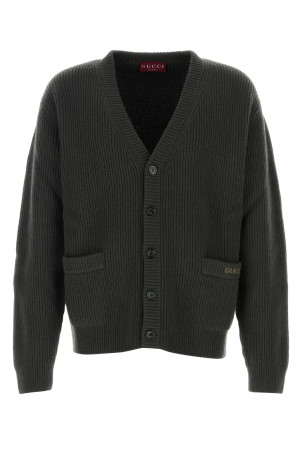 Charcoal wool blend cardigan GUCCI (833501XKEYK)