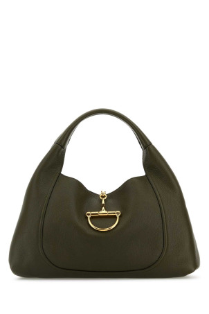 Olive green leather large Gucci Softbit shoulder bag GUCCI (837466AAEAO)