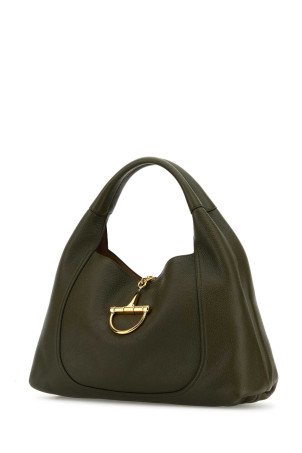Olive green leather large Gucci Softbit shoulder bag GUCCI (837466AAEAO)