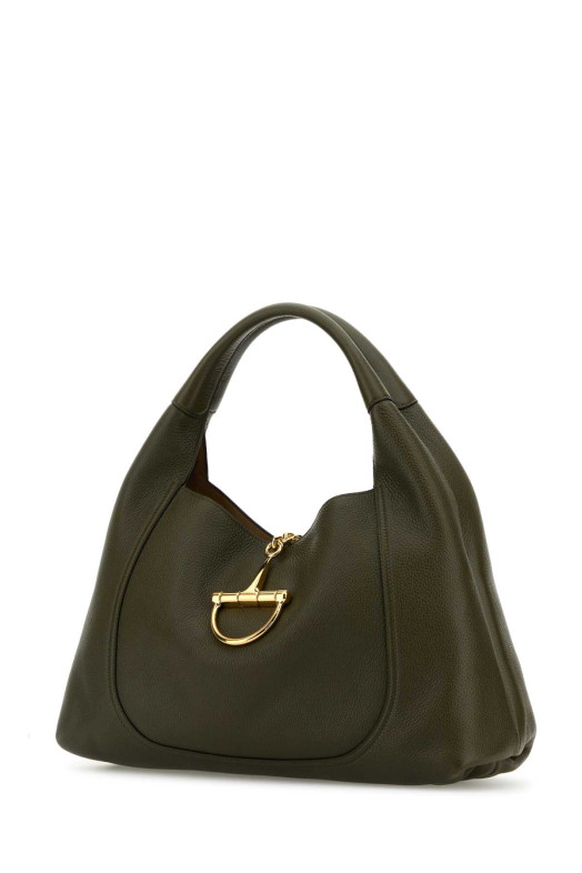 Olive green leather large Gucci Softbit shoulder bag GUCCI (837466AAEAO)