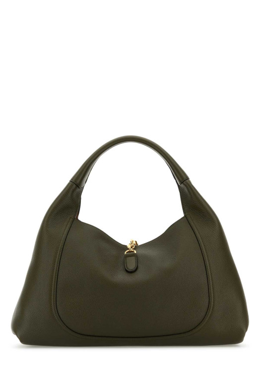 Olive green leather large Gucci Softbit shoulder bag GUCCI (837466AAEAO)