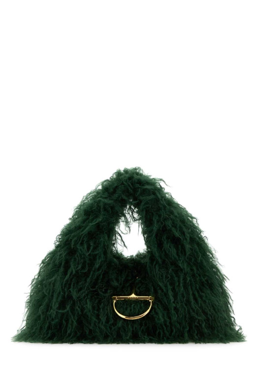 Dark green eco fur maxi Gucci Softbit shoulder bag (846694FAE74)