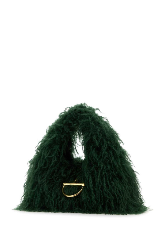 Dark green eco fur maxi Gucci Softbit shoulder bag (846694FAE74)