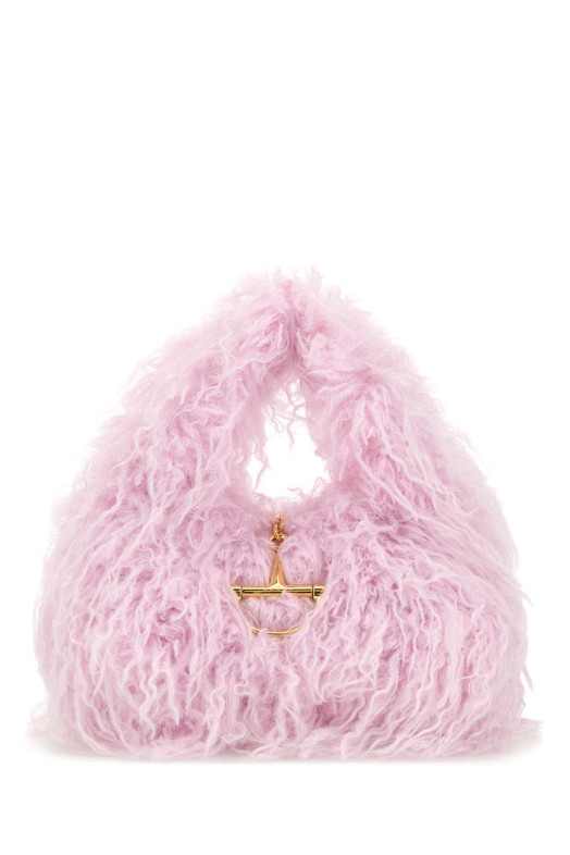 Розовая эко-меховая сумка GUCCI (846695FAE74)