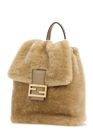 Sand shearling backpack FENDI (8BZ057AYCU)