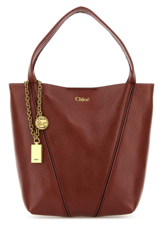 Dark pink leather small Spin shopping bag CHLOE (CH25SS812N84)