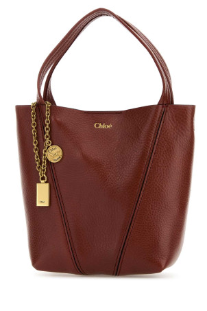 Dark pink leather small Spin shopping bag CHLOE (CH25SS812N84)