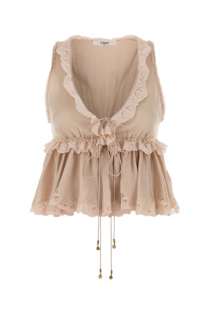 Pastel pink satin top CHLOE (CH25WHT24008)