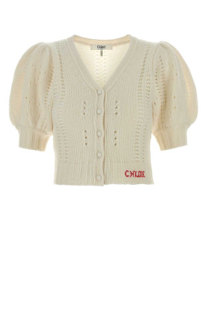 Ivory wool blend cardigan Beige CHLOE (CH25WMC05590)