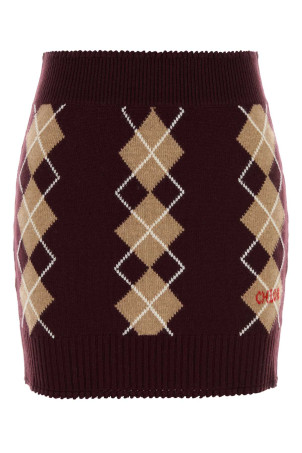 Burgundy wool blend mini skirt CHLOE (CH25WMJ03580)