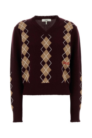 Свитер из шерстяной смеси бордового цвета CHLOE (CH25WMP01580) CHLOÉ