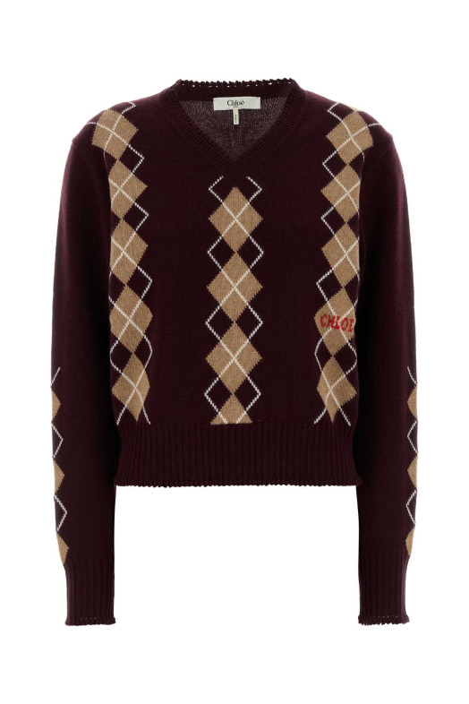 Свитер из шерстяной смеси бордового цвета CHLOE (CH25WMP01580) CHLOÉ