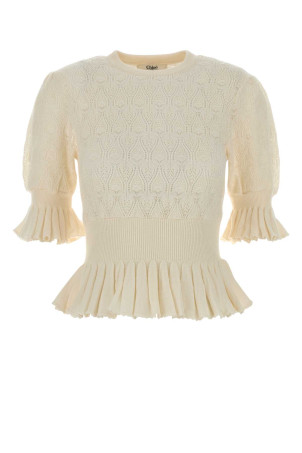 Ivory wool and viscose sweater Beige CHLOE (CH25WMP45596)