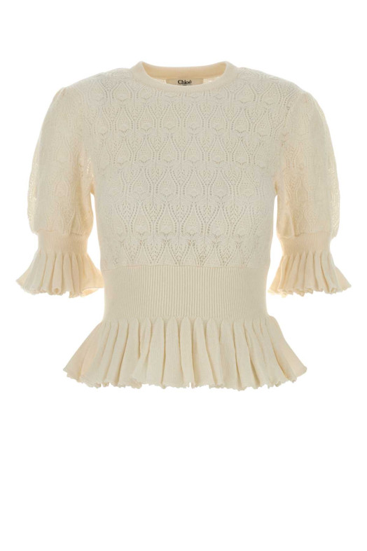 Ivory wool and viscose sweater Beige CHLOE (CH25WMP45596)