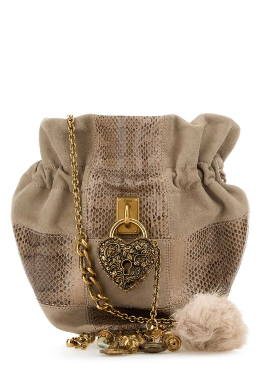Dove grey leather Chain bucket bag CHLOE (CH25WS712Q78)