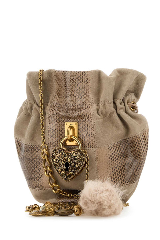 Dove grey leather Chain bucket bag CHLOE (CH25WS712Q78)
