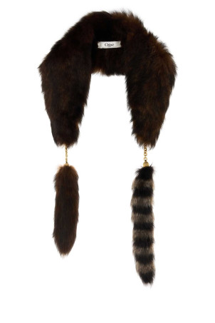 Dark brown shearling scarf CHLOE (CH25WTS03LSB)