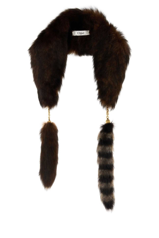 Темно-коричневый шарф из овчины CHLOE (CH25WTS03LSB) CHLOÉ