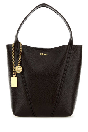 Dark brown leather small Spin shopping bag CHLOE (CHC25SS812N84)