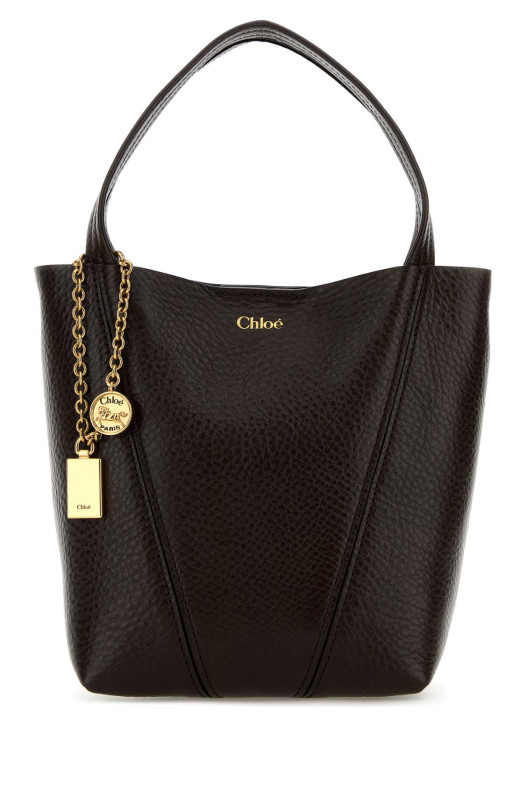 Dark brown leather small Spin shopping bag CHLOE (CHC25SS812N84)